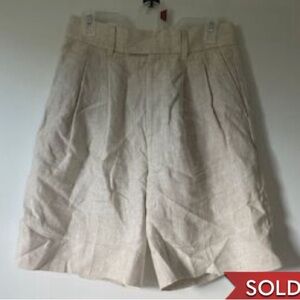 Banana Republic Tan Khaki Pleated High Waisted Linen Safari Mom Shorts size 4